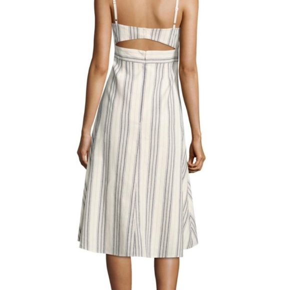 BCBGMAXAZARIA Stripe Cotton Midi Dress 10 - Picture 2 of 4